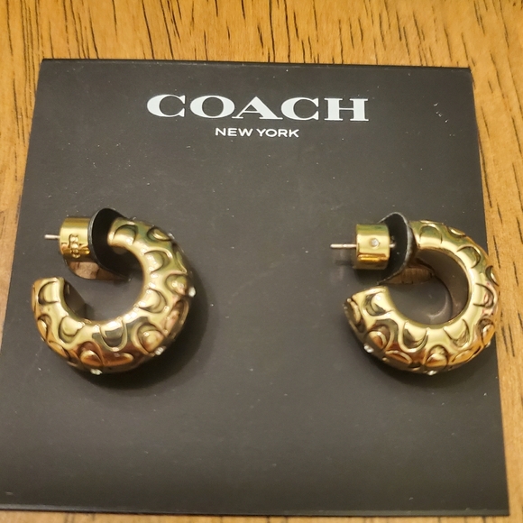 Coach Signature Chunky Hoop Earrings. NWT - Picture 4 of 6